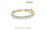 Load image into Gallery viewer, Maylaya Gems emerald diagonal tennis lab-grown diamond bracelet in yellow gold