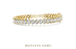 Load image into Gallery viewer, Maylaya Gems emerald diagonal tennis lab-grown diamond bracelet in yellow gold