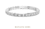 Load image into Gallery viewer, Maylaya Gems round & emerald split tennis lab-grown diamond bracelet in white gold