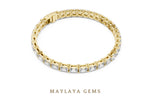 Load image into Gallery viewer, Maylaya Gems round & emerald split tennis lab-grown diamond bracelet in yellow gold