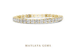 Load image into Gallery viewer, Maylaya Gems round & emerald split tennis lab-grown diamond bracelet in yellow gold
