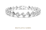 Load image into Gallery viewer, Maylaya Gems emerald & radiant diagonal link lab-grown diamond bracelet in white gold