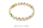 Load image into Gallery viewer, Maylaya Gems emerald & radiant diagonal link lab-grown diamond bracelet in yellow gold
