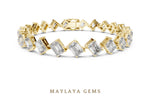 Load image into Gallery viewer, Maylaya Gems emerald & radiant diagonal link lab-grown diamond bracelet in yellow gold