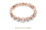 Load image into Gallery viewer, Maylaya Gems emerald halo & square link lab-grown diamond bracelet in rose gold