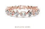 Load image into Gallery viewer, Maylaya Gems emerald halo & square link lab-grown diamond bracelet in rose gold