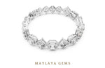 Load image into Gallery viewer, Maylaya Gems emerald halo & square link lab-grown diamond bracelet in white gold