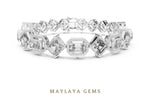 Load image into Gallery viewer, Maylaya Gems emerald halo & square link lab-grown diamond bracelet in white gold