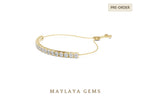 Load image into Gallery viewer, Maylaya Gems round adjustable line lab-grown diamond bracelet in yellow gold