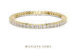 Load image into Gallery viewer, Maylaya Gems round four-prong tennis lab-grown diamond bracelet in yellow gold