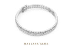 Load image into Gallery viewer, Maylaya Gems emerald bar-link tennis lab-grown diamond bracelet in white gold