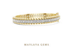 Load image into Gallery viewer, Maylaya Gems emerald bar-link tennis lab-grown diamond bracelet in yellow gold