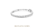 Load image into Gallery viewer, Maylaya Gems emerald east-west link lab-grown diamond bracelet in white gold