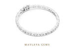 Load image into Gallery viewer, Maylaya Gems emerald east-west link lab-grown diamond bracelet in white gold