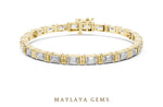 Load image into Gallery viewer, Maylaya Gems emerald east-west link lab-grown diamond bracelet in yellow gold