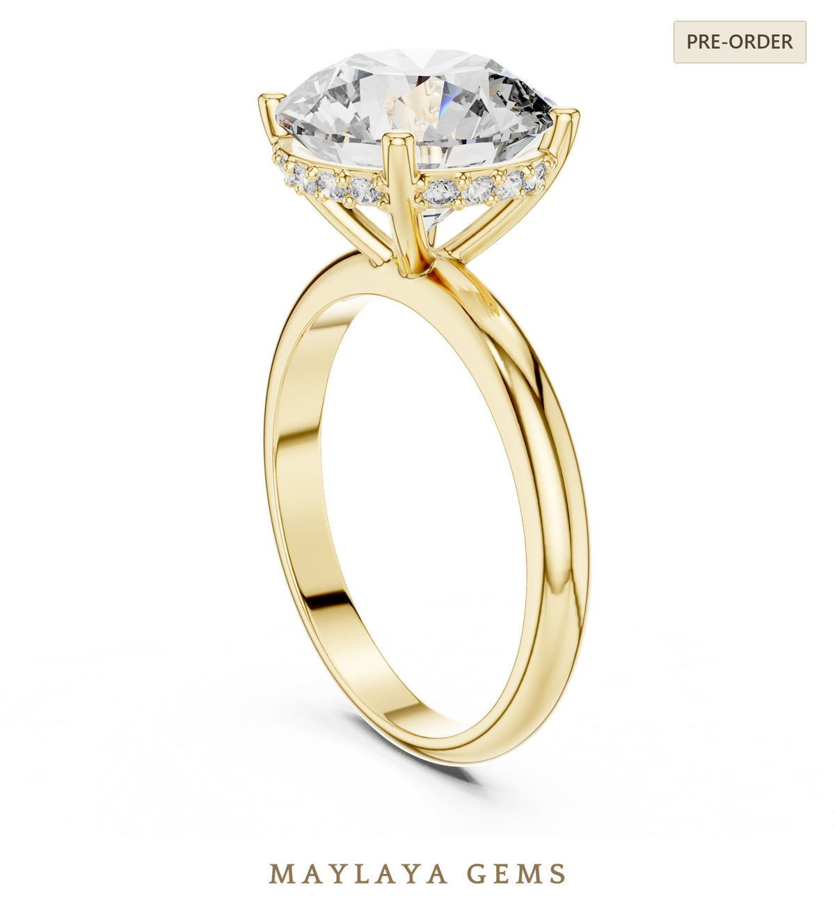 Maylaya gems lab grown diamond ring in yellow gold