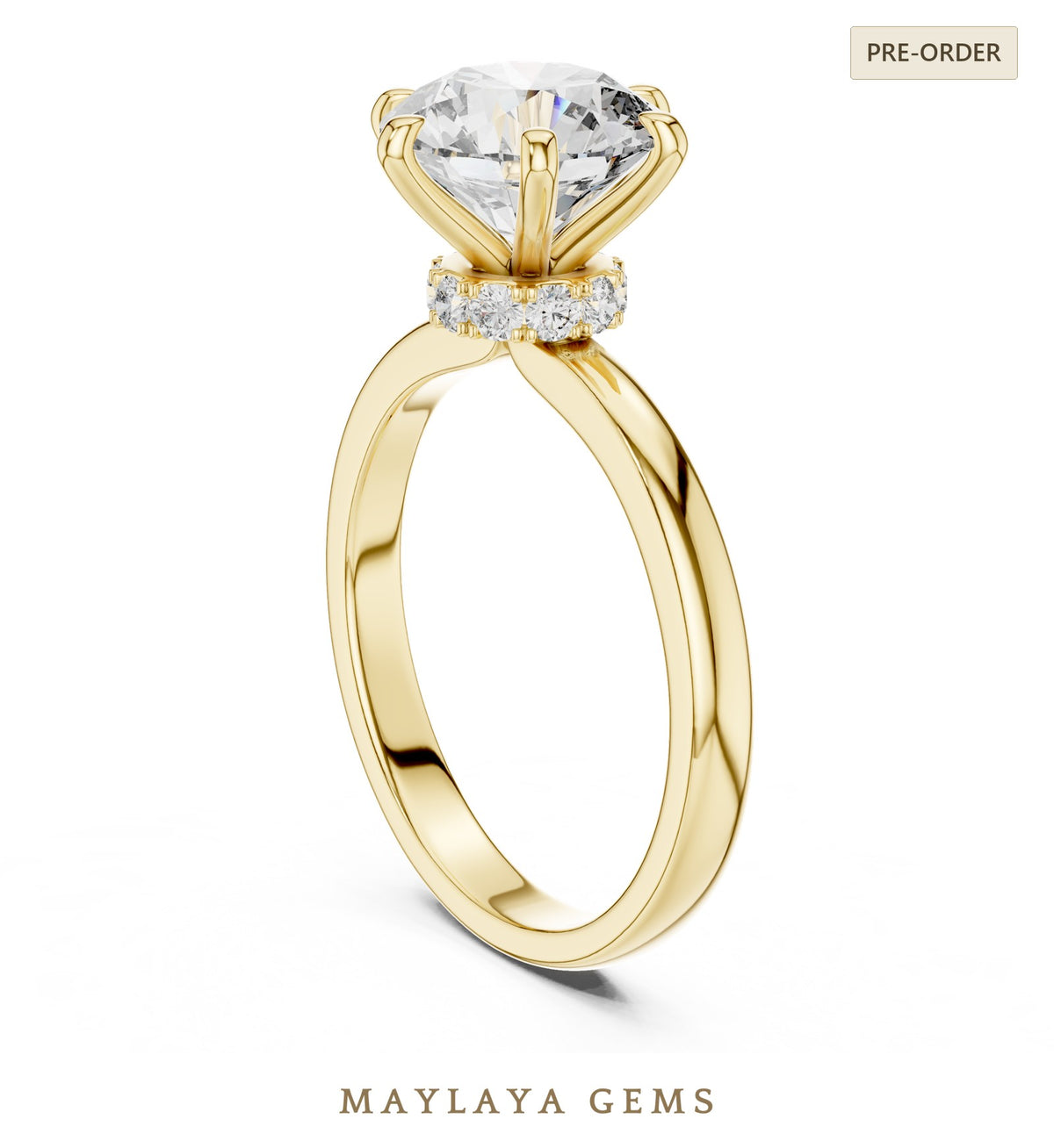 Maylaya gems lab grown diamond ring in yellow gold