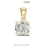 Load image into Gallery viewer, 1 ct Round Lab-Grown Diamond Pendant — Yellow Gold. Pendant only; chain not included.