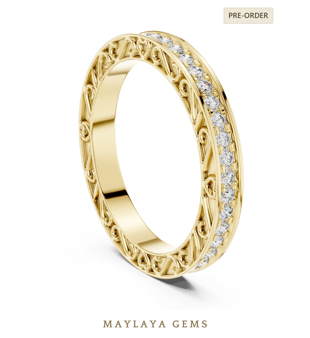 Maylaya gems lab grown diamond ring in yellow gold