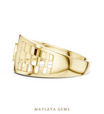 Load image into Gallery viewer, Maylaya Gems lattice bar lab-grown diamond band in yellow gold