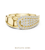 Load image into Gallery viewer, Maylaya Gems pave wave lab-grown diamond band in yellow gold