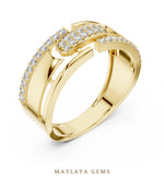 Load image into Gallery viewer, Maylaya Gems ribbon crossover lab-grown diamond band in yellow gold
