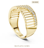 Load image into Gallery viewer, Maylaya Gems open ribbed lab-grown diamond band in yellow gold
