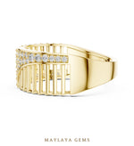Load image into Gallery viewer, Maylaya Gems open ribbed lab-grown diamond band in yellow gold