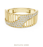 Load image into Gallery viewer, Maylaya Gems open ribbed lab-grown diamond band in yellow gold