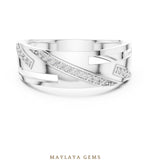Load image into Gallery viewer, Maylaya Gems soft crossover lab-grown diamond band in white gold