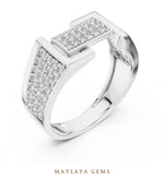 Load image into Gallery viewer, Maylaya Gems pave panel lab-grown diamond band in white gold