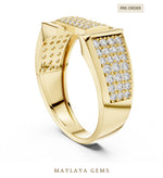Load image into Gallery viewer, Maylaya Gems pave panel lab-grown diamond band in yellow gold