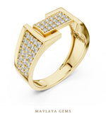 Load image into Gallery viewer, Maylaya Gems pave panel lab-grown diamond band in yellow gold