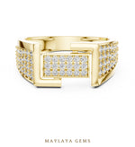Load image into Gallery viewer, Maylaya Gems pave panel lab-grown diamond band in yellow gold
