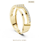 Load image into Gallery viewer, Maylaya Gems split-rail lab-grown diamond band in yellow gold