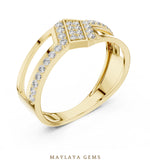 Load image into Gallery viewer, Maylaya Gems split-rail lab-grown diamond band in yellow gold