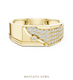 Load image into Gallery viewer, Maylaya Gems wide pave lab-grown diamond band in yellow gold