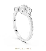 Load image into Gallery viewer, Maylaya Gems triangle ribbon lab-grown diamond ring in white gold