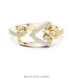 Load image into Gallery viewer, Maylaya Gems looped bow lab-grown diamond ring in yellow gold
