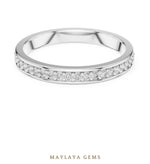 Load image into Gallery viewer, Maylaya Gems round pave edge lab-grown diamond band in white gold
