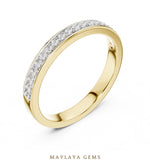 Load image into Gallery viewer, Maylaya Gems round pave edge lab-grown diamond band in yellow gold