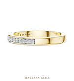 Load image into Gallery viewer, Maylaya Gems round pave edge lab-grown diamond band in yellow gold