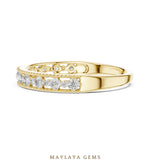 Load image into Gallery viewer, Maylaya Gems milgrain alternating round lab-grown diamond band in yellow gold