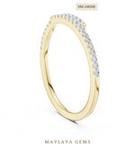 Load image into Gallery viewer, Maylaya Gems offset double row lab-grown diamond band in yellow gold