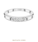 Load image into Gallery viewer, Maylaya Gems three round lab-grown diamond band in white gold