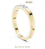 Load image into Gallery viewer, Maylaya Gems three round lab-grown diamond band in yellow gold