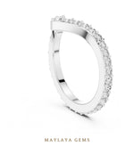 Load image into Gallery viewer, Maylaya Gems round chevron eternity lab-grown diamond band in white gold