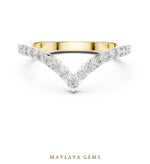Load image into Gallery viewer, Maylaya Gems round chevron eternity lab-grown diamond band in yellow gold