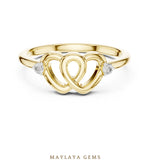 Load image into Gallery viewer, Maylaya Gems interlocking hearts lab-grown diamond ring in yellow gold