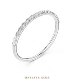 Load image into Gallery viewer, Maylaya Gems petite round half eternity band lab-grown diamond band in white gold